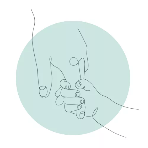 illustration d'une main d'adulte et d'une main d'enfant qui se tiennent
