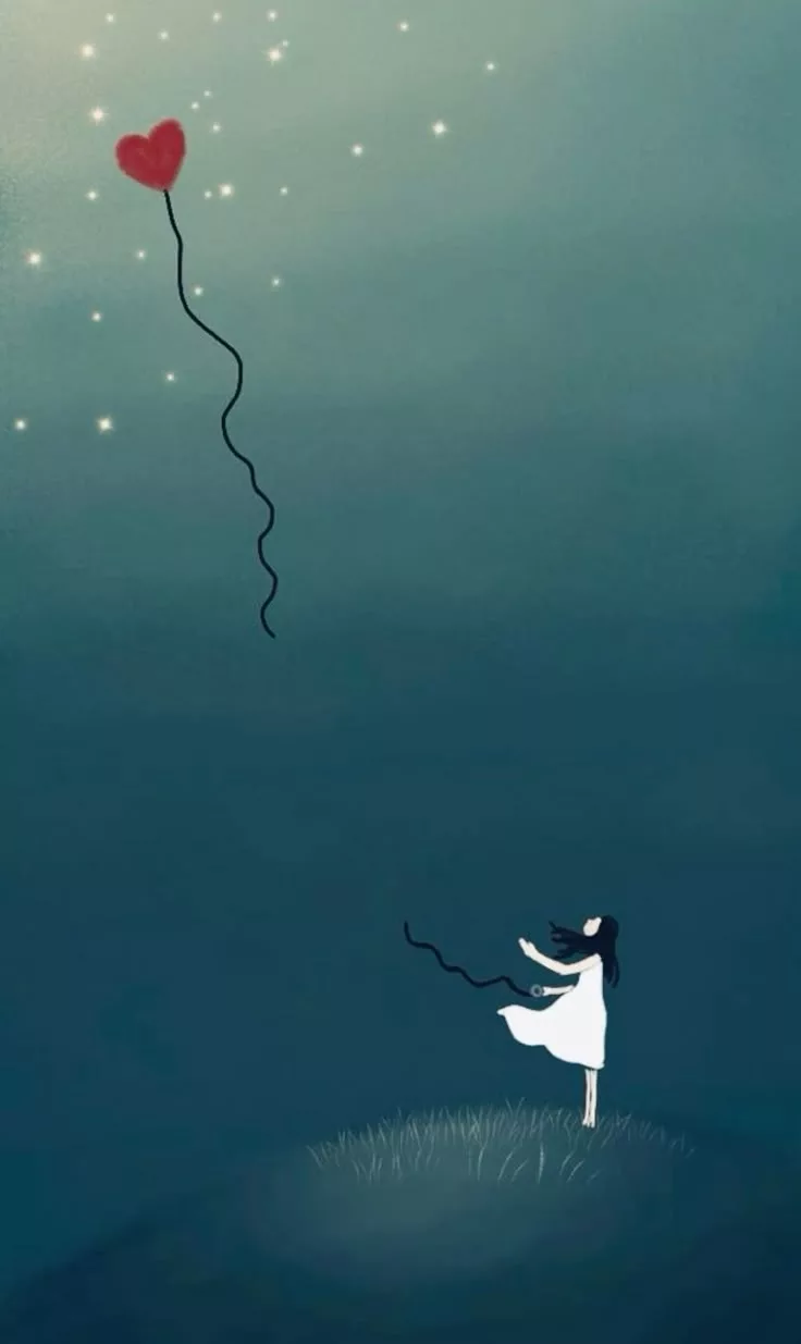 Illustration d'une femme qui envoie un coeur dans le ciel. Cette image symbolise le lien d'amour indéfectible d'une mère avec son bébé parti trop tôt.